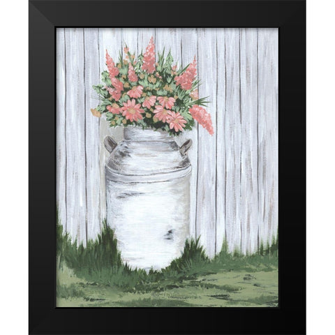 White Washed Milk Can Black Modern Wood Framed Art Print by Norman, Michele