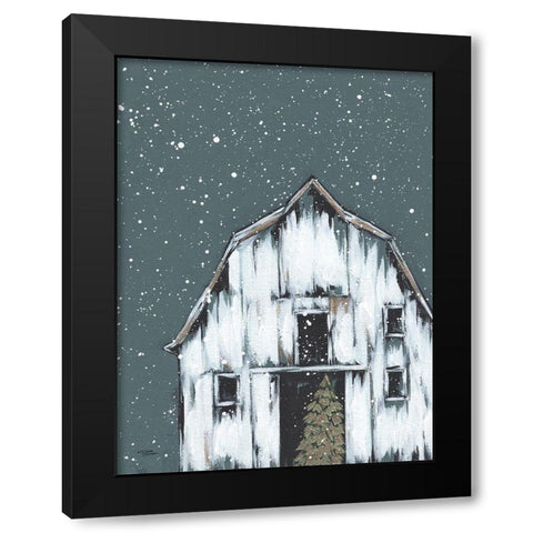 Winter Night Barn Black Modern Wood Framed Art Print by Norman, Michele