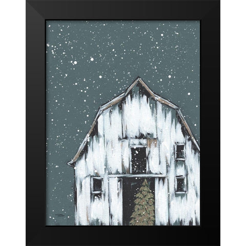 Winter Night Barn Black Modern Wood Framed Art Print by Norman, Michele