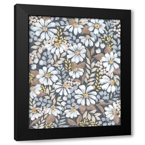 Neutral Daisies Black Modern Wood Framed Art Print by Norman, Michele