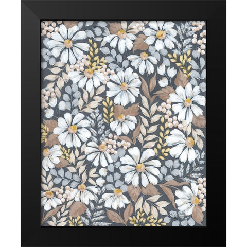 Neutral Daisies Black Modern Wood Framed Art Print by Norman, Michele