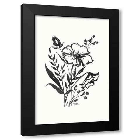 Annabelle Floral Black Modern Wood Framed Art Print by Norman, Michele