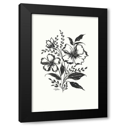 Josephine Floral Black Modern Wood Framed Art Print with Double Matting by Norman, Michele