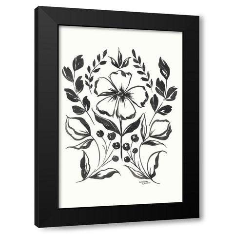 Gracie Floral Black Modern Wood Framed Art Print by Norman, Michele