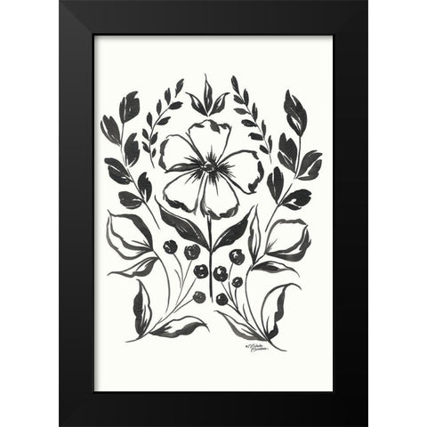 Gracie Floral Black Modern Wood Framed Art Print by Norman, Michele