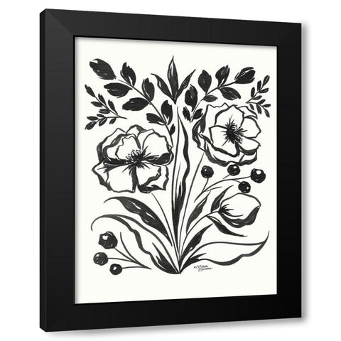 Maya Floral Black Modern Wood Framed Art Print by Norman, Michele