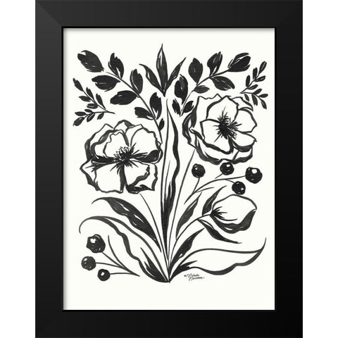 Maya Floral Black Modern Wood Framed Art Print by Norman, Michele