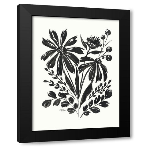 Daisy Garden #2 Black Modern Wood Framed Art Print with Double Matting by Norman, Michele