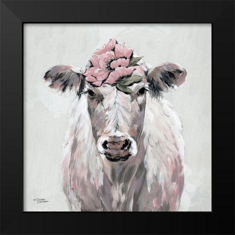 Pretty in Pink Cow Black Modern Wood Framed Art Print by Norman, Michele