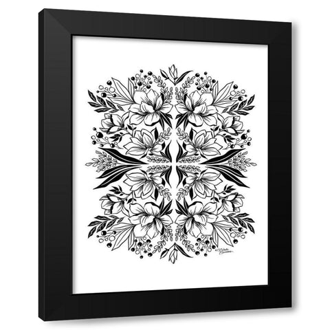 Magnolia Medley Black Modern Wood Framed Art Print with Double Matting by Norman, Michele