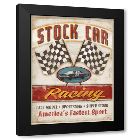 Stock Car Racing  Black Modern Wood Framed Art Print with Double Matting by Mollie B.