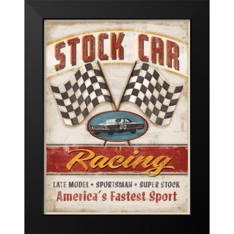 Stock Car Racing  Black Modern Wood Framed Art Print by Mollie B.