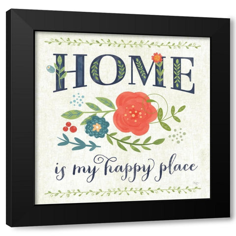 Happy Home Black Modern Wood Framed Art Print with Double Matting by Mollie B.