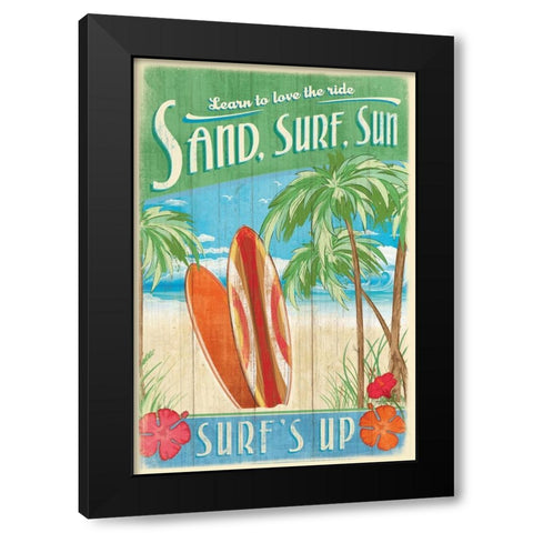 Surfs Up Black Modern Wood Framed Art Print by Mollie B.