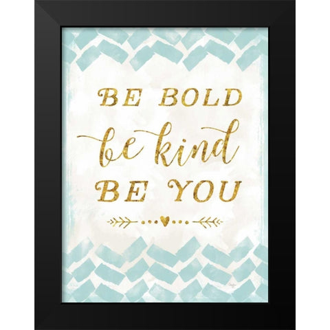 Be Kind Black Modern Wood Framed Art Print by Mollie B.