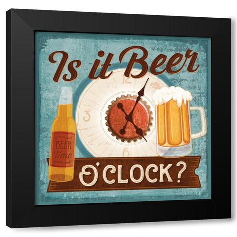 Is it Beer Oclock? Black Modern Wood Framed Art Print by Mollie B.