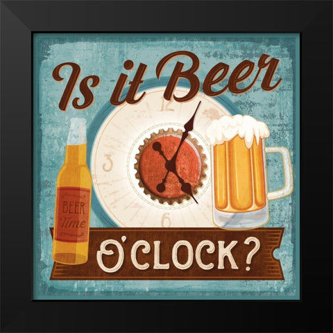 Is it Beer Oclock? Black Modern Wood Framed Art Print by Mollie B.