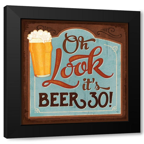 Beer:30 Black Modern Wood Framed Art Print with Double Matting by Mollie B.