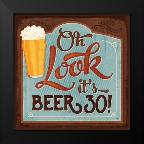 Beer:30 Black Modern Wood Framed Art Print by Mollie B.