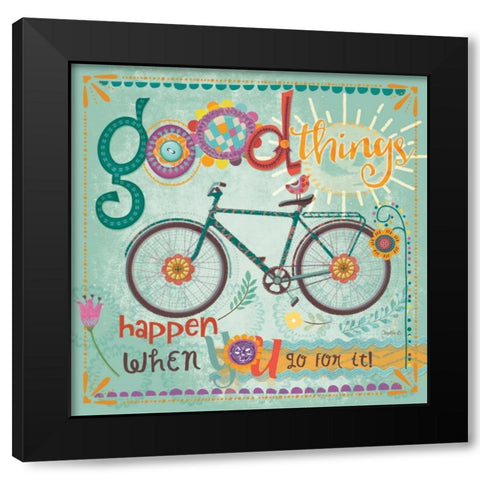 Good Things Happen Black Modern Wood Framed Art Print by Mollie B.