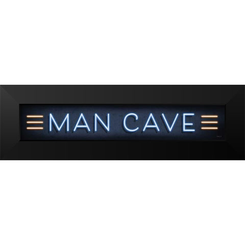 Neon Man Cave Black Modern Wood Framed Art Print by Mollie B.
