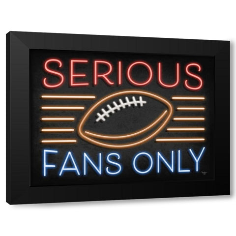 Neon Football Fans Black Modern Wood Framed Art Print by Mollie B.