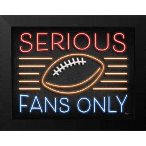 Neon Football Fans Black Modern Wood Framed Art Print by Mollie B.