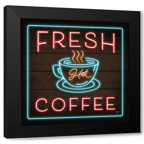 Neon Fresh Coffee Black Modern Wood Framed Art Print with Double Matting by Mollie B.