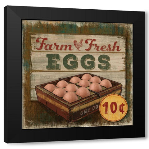 Farm Fresh Eggs Black Modern Wood Framed Art Print by Mollie B.