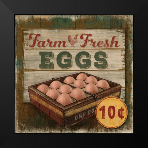 Farm Fresh Eggs Black Modern Wood Framed Art Print by Mollie B.