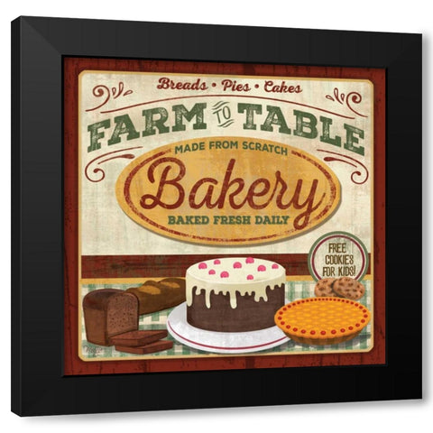 Farm to Table Bakery Black Modern Wood Framed Art Print with Double Matting by Mollie B.