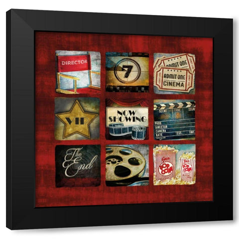Movie Collage Black Modern Wood Framed Art Print with Double Matting by Mollie B.