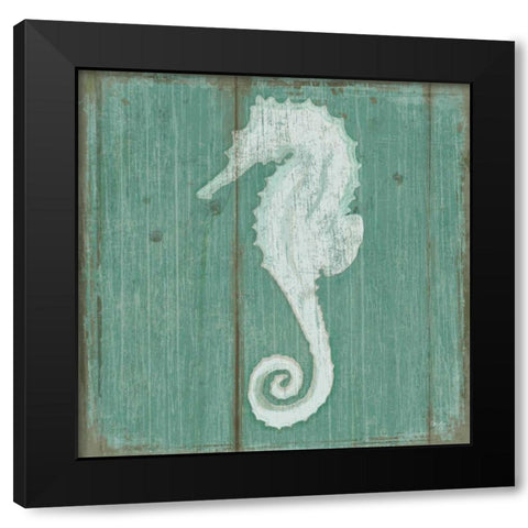 Seahorse Black Modern Wood Framed Art Print by Mollie B.