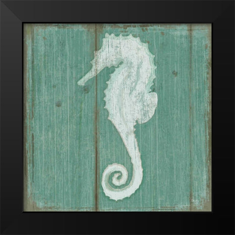 Seahorse Black Modern Wood Framed Art Print by Mollie B.