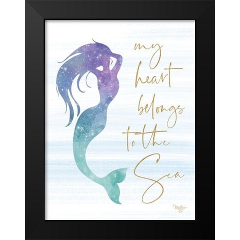My Heart Belongs to the Sea Black Modern Wood Framed Art Print by Mollie B.