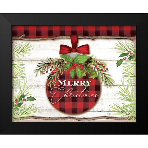 Merry Christmas Ornament Black Modern Wood Framed Art Print by Mollie B.