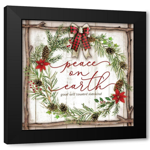Peace on Earth Black Modern Wood Framed Art Print with Double Matting by Mollie B.