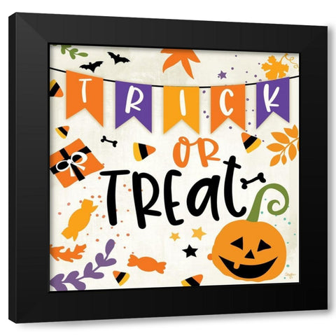 Trick or Treat Black Modern Wood Framed Art Print by Mollie B.
