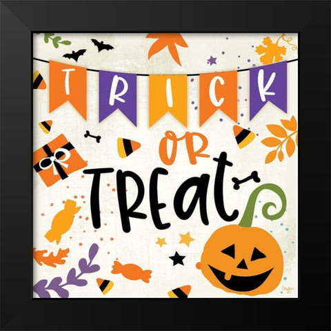 Trick or Treat Black Modern Wood Framed Art Print by Mollie B.