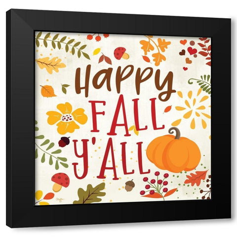 Happy Fall Yall Black Modern Wood Framed Art Print with Double Matting by Mollie B.