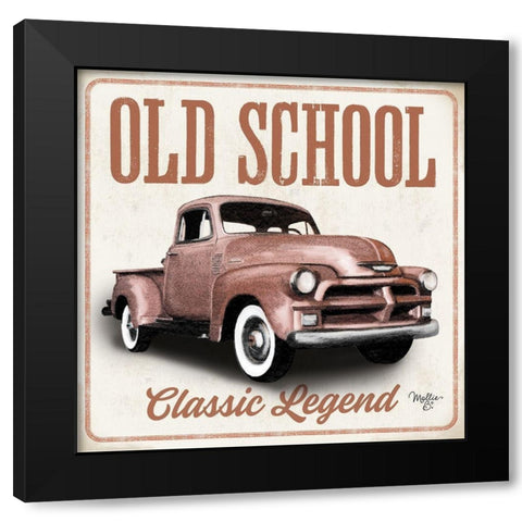 Old School Vintage Trucks I Black Modern Wood Framed Art Print by Mollie B.
