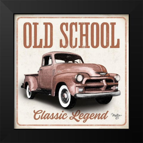 Old School Vintage Trucks I Black Modern Wood Framed Art Print by Mollie B.