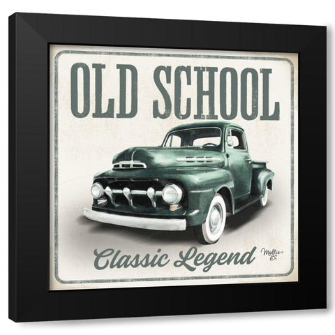 Old School Vintage Trucks III Black Modern Wood Framed Art Print by Mollie B.