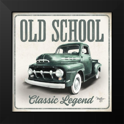 Old School Vintage Trucks III Black Modern Wood Framed Art Print by Mollie B.