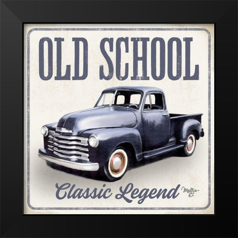 Old School Vintage Trucks IV Black Modern Wood Framed Art Print by Mollie B.