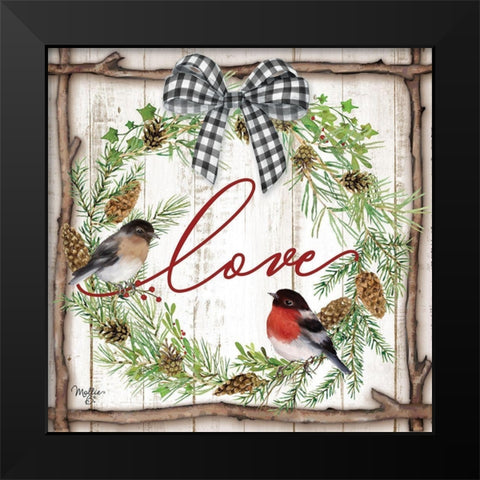 Love Pinecone Wreath Black Modern Wood Framed Art Print by Mollie B.