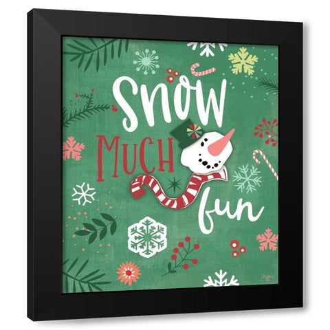 Snow Much Fun Black Modern Wood Framed Art Print by Mollie B.