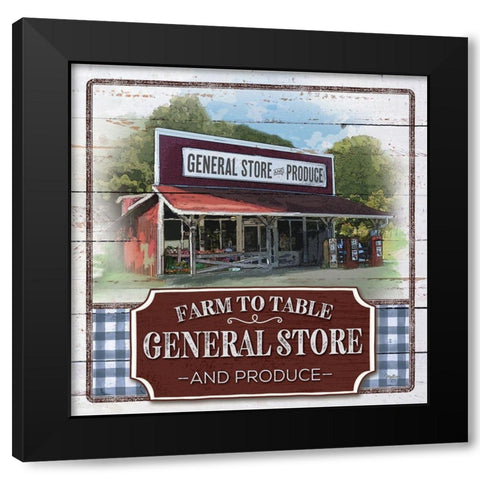 Farm to Table General Store Black Modern Wood Framed Art Print with Double Matting by Mollie B.