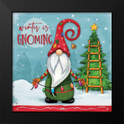 Winter is Gnoming Black Modern Wood Framed Art Print by Mollie B.