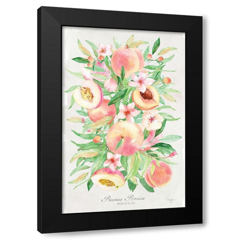 Peach Bouquet Black Modern Wood Framed Art Print by Mollie B.